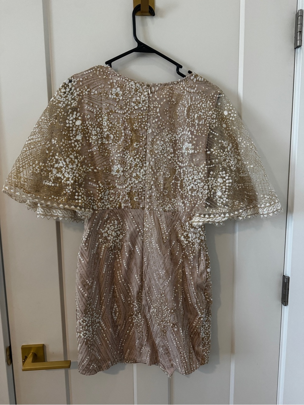 Hello Molly Champagne Sequin Wrap Mini Dress size m 6 - Picture 6 of 9